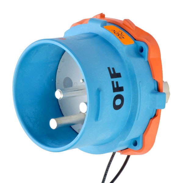 33-98072-262 - DS100 INLET POLY BLUE SIZE 5 TYPE 4X 2P+G 100A 250 VAC 60 Hz +2 AUX